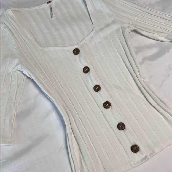 Free People Ribbed Button-Front Top - Picture 2 of 7